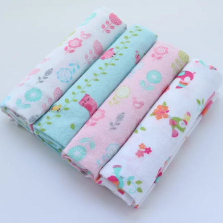 4PCS/PACK 100% Cotton Super Soft Flannel Receiving Baby Blanket (76*76CM) V