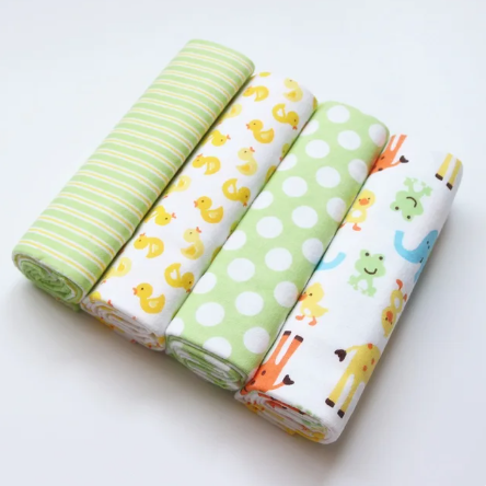 4PCS/PACK 100% Cotton Super Soft Flannel Receiving Baby Blanket (76*76CM) W2