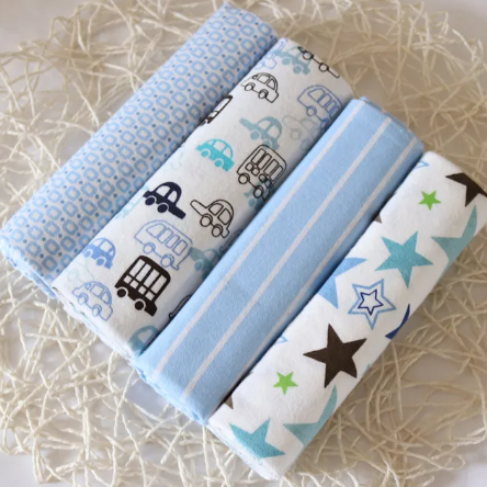 4PCS/PACK 100% Cotton Super Soft Flannel Receiving Baby Blanket (76*76CM) Z