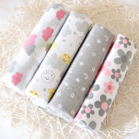 4PCS/PACK 100% Cotton Super Soft Flannel Receiving Baby Blanket (76*76CM) C