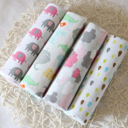 4PCS/PACK 100% Cotton Super Soft Flannel Receiving Baby Blanket (76*76CM) B