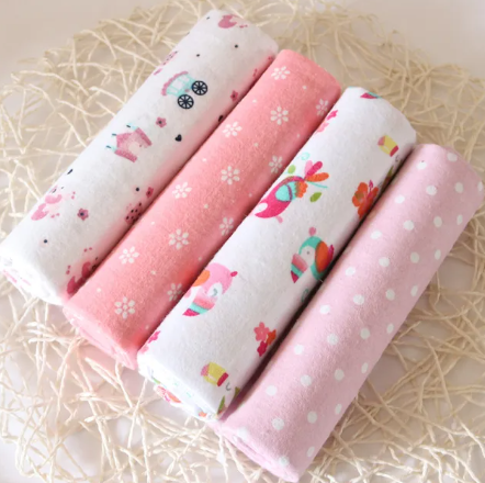 4PCS/PACK 100% Cotton Super Soft Flannel Receiving Baby Blanket (76*76CM) R