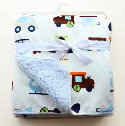 Coral Fleece Baby Blanket - Choo Choo Train