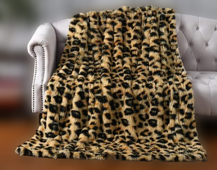Luxury Leopard Print Fur Blanket 152x203cm