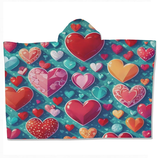 Colorful Love A Kids Hooded Blanket