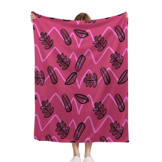 Pink w/ Fall Leaves Throw Blanket