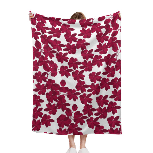 Red & Leafy Sherpa Blanket
